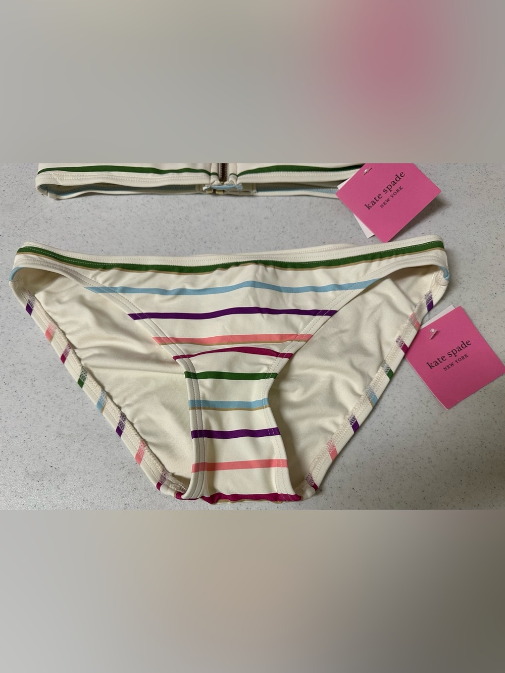 Kate Spade Multi Striped Bikini Top and Bottom NWT - Picture 5 of 12